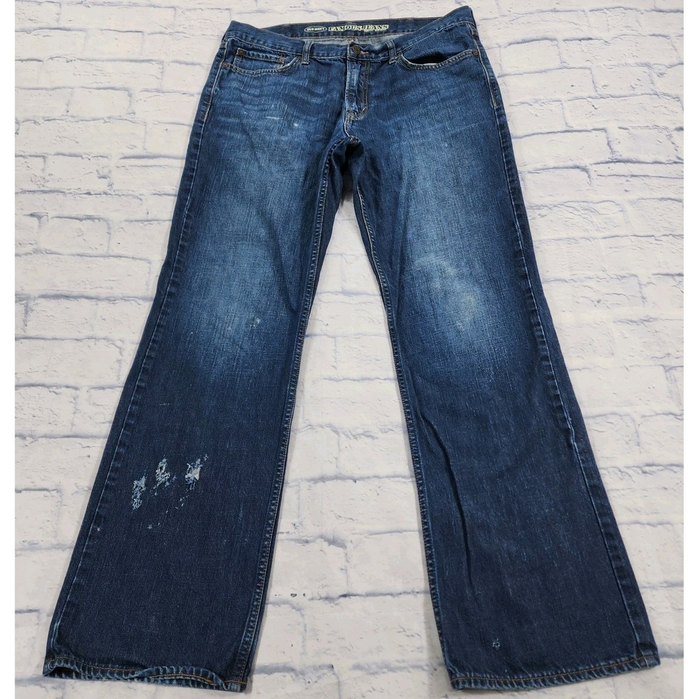 Old Navy Famous Jeans MENS SIZE 38X34 Dark Wash Bootcut Blue Denim
